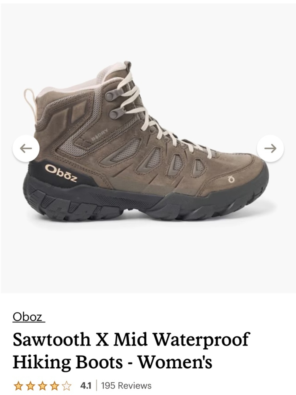 LIKE NEW Oboz Sawtooth X Mid Waterproof Hiking Boots in Taupe Size 10W